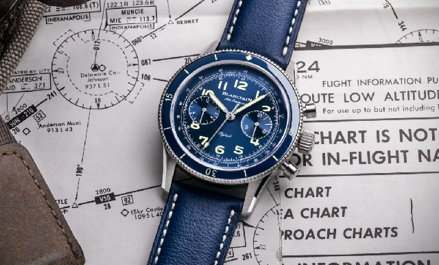 現(xiàn)代感十足!Blancpain Air Command Chronograph 藍(lán)面鈦金屬版-復(fù)刻表