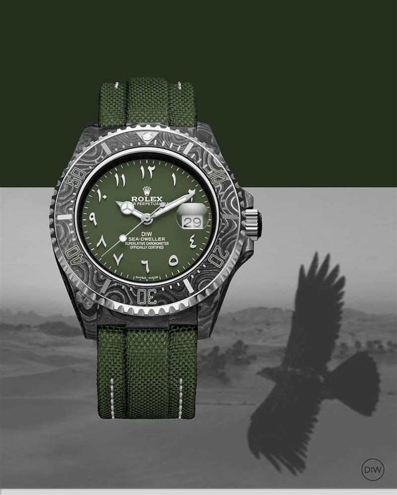 ：Rolex Sea-Dweller改裝錶升值4倍　軍綠中東面盤、碳纖錶殼超粗獷 （Source：Designa Individual）