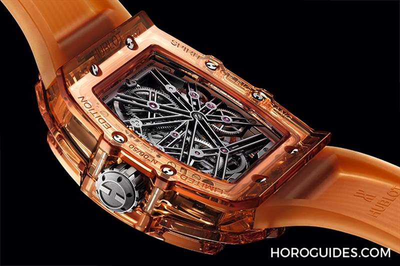 HUBLOT - 高透光冰橙色！ Hublot Spirit of Big Bang冰橙藍寶石陀飛輪五日鏈腕表