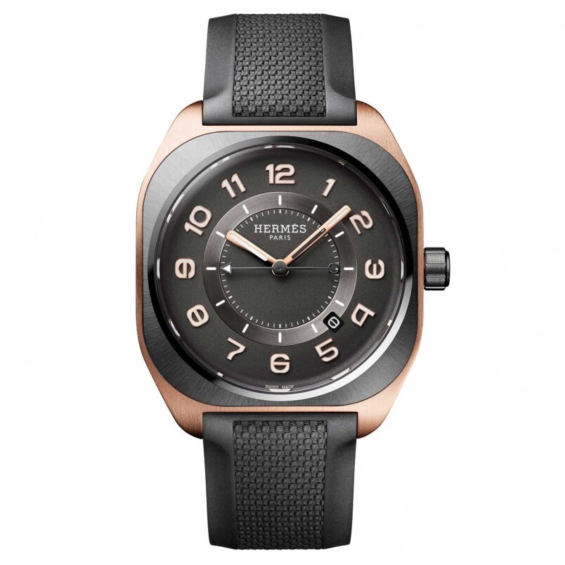 Hermès H08腕表|玫瑰金配鈦金屬交織出現代低調奢華風格
